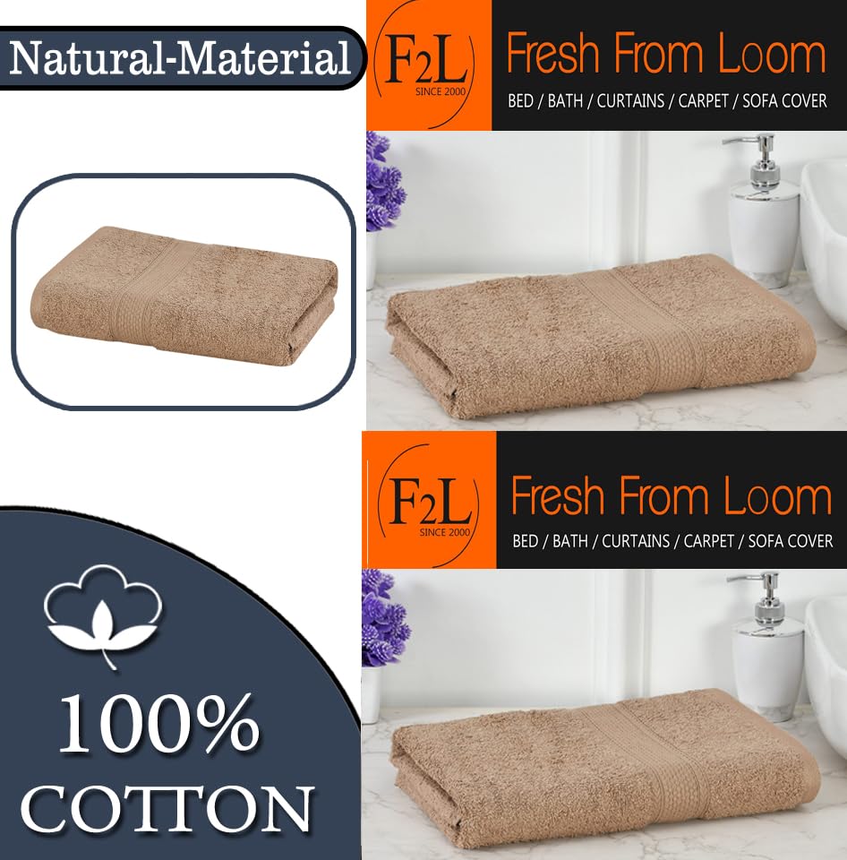 Fresh From Loom Luxury Edition Egyptian 100% Pure Cotton Bath Towel 600 Gsm | High Water Heavy Soft Dual Stitched Bath Towel (British Tan)