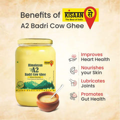 Pure Himalayan Badri A2 Cow Ghee By Kisaansay | Traditionally Bilona Churned Pure Desi Ghee Perfect For Bakes Cookies | (500ml) 16.9 Ounce | Jar Pack