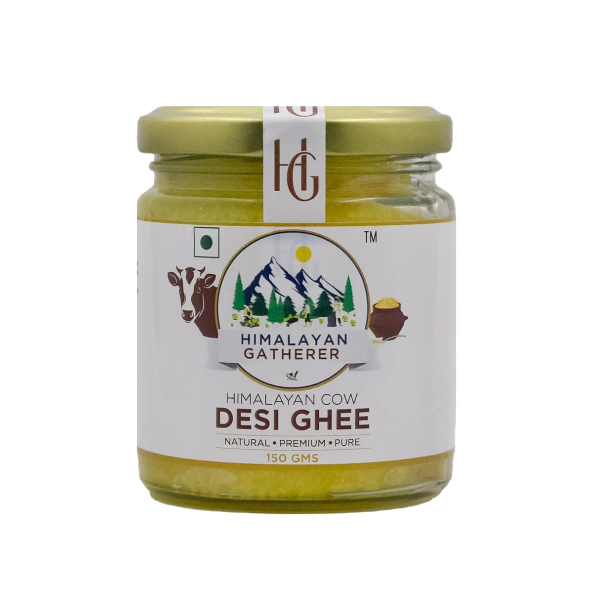 Organic Natural Himalayan Cow Desi Ghee By Himalayan Gatherer | Great Source Of Protein Fiber Homemade Desi Cow Ghee Good For Roast Makhana | (150ml) 5.0 Ounce | Jar Pack