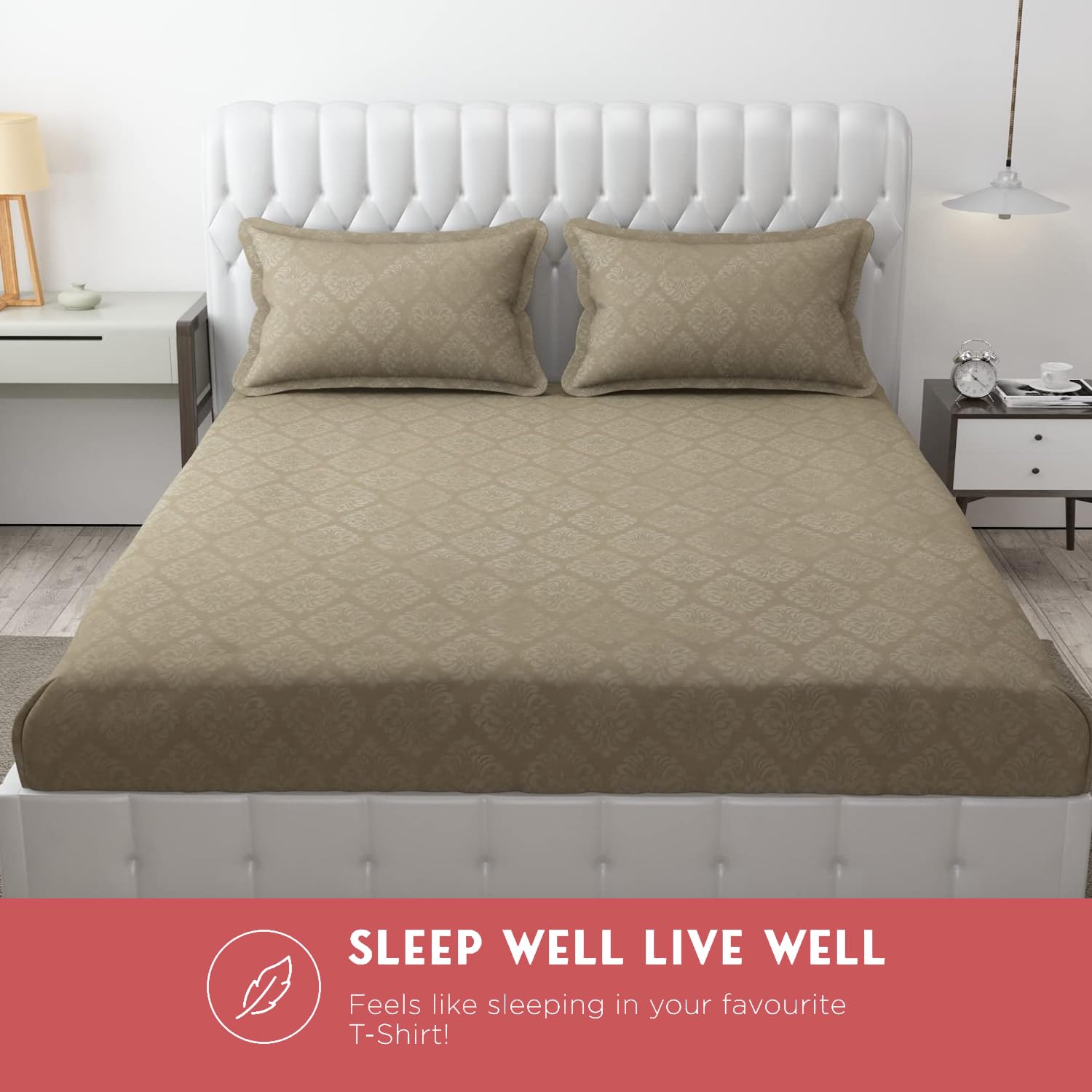 Soft Microfiber Single Bedsheet With 1 Pillow Covers - 60 X 90 Inches, Dark Beige | Wrinkle Free Design & Easy To Wash | Refreshing Your Bedroom Look