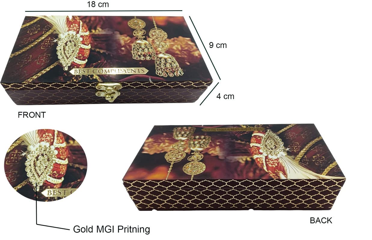 Designer Wodden Fancy Shagun Gift Boxes For Wedding, Shagun Cash Box Or Money Box With Mgi Printing For Wedding, Engagement, Holi, Diwali, Baby Showers, Colour - Brown, Pack Of 3