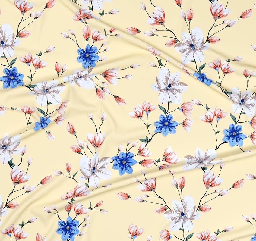 Cotton Elastic Fitted Bedsheets With 2 King Size Pillow Covers | 72 X 78 Inches, Cream & Blue - Double Bed Wrinkle Free With All Around Elastic 220 Thread Count Super Soft