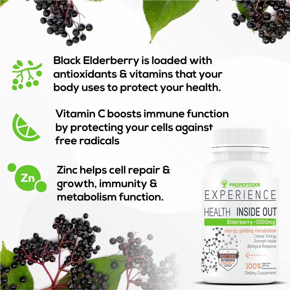 Propeptides Elderberry Standardized Extract To Boost Immunity Strength & Energy Levels, Powerful Immune Booster That Helps Keep You Healthy | 60 Sugar Free Tablets 100gm 0.2lbs