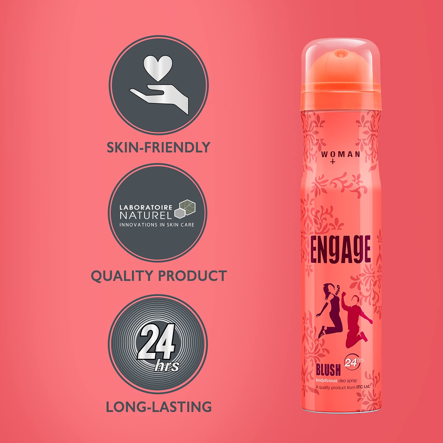 Engage Blush Deodorant For Women | Fruity & Floral , Skin Friendly Deodorant Body Spray 150ml 5 Fl.oz.