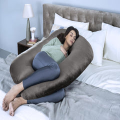 Pregnancy & Nursing Pillow Combo, U Shape Maternity Pillow, Charcoal Grey | For Pregnancy Sleeping, 5 In 1 Multipurpose Use, Nursing Pillow | For Breastfeeding With Cotton Removable Cover