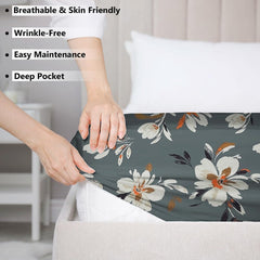 Cotton Fitted Bedsheets With 2 Pillow Covers For King Bed | Size 78x72+10 Inches, Grey & White | Soft, Durable & Deep Pocket 360 Fitted Sheet