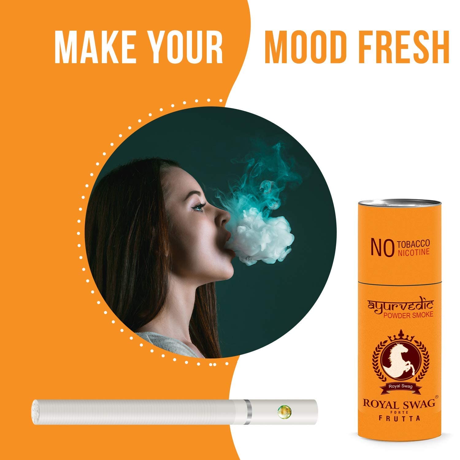 Royal Swag Ayurvedic & Herbal Cigarette, Frutta Flavour Smoke Tobacco Free Cigarettes With Shot - (20 Sticks, Shot -1)