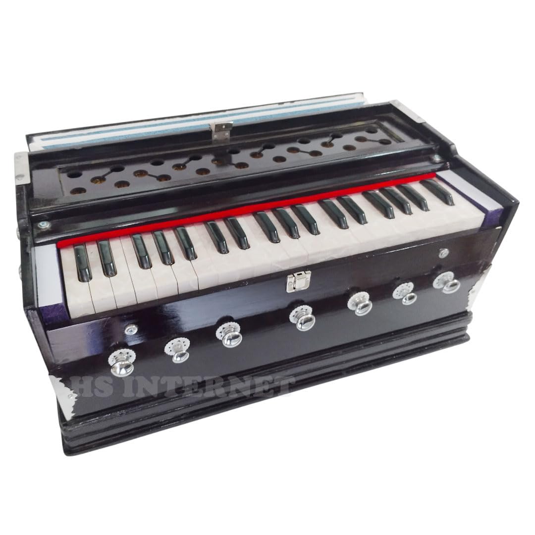 Musical Instrument Harmonium - 7 Stoppers, 39 Smooth Conditioned Keys, Double Fold Bellow | 440v Tunned - Compact & Portable Design | Perfect For Beginners & Kids