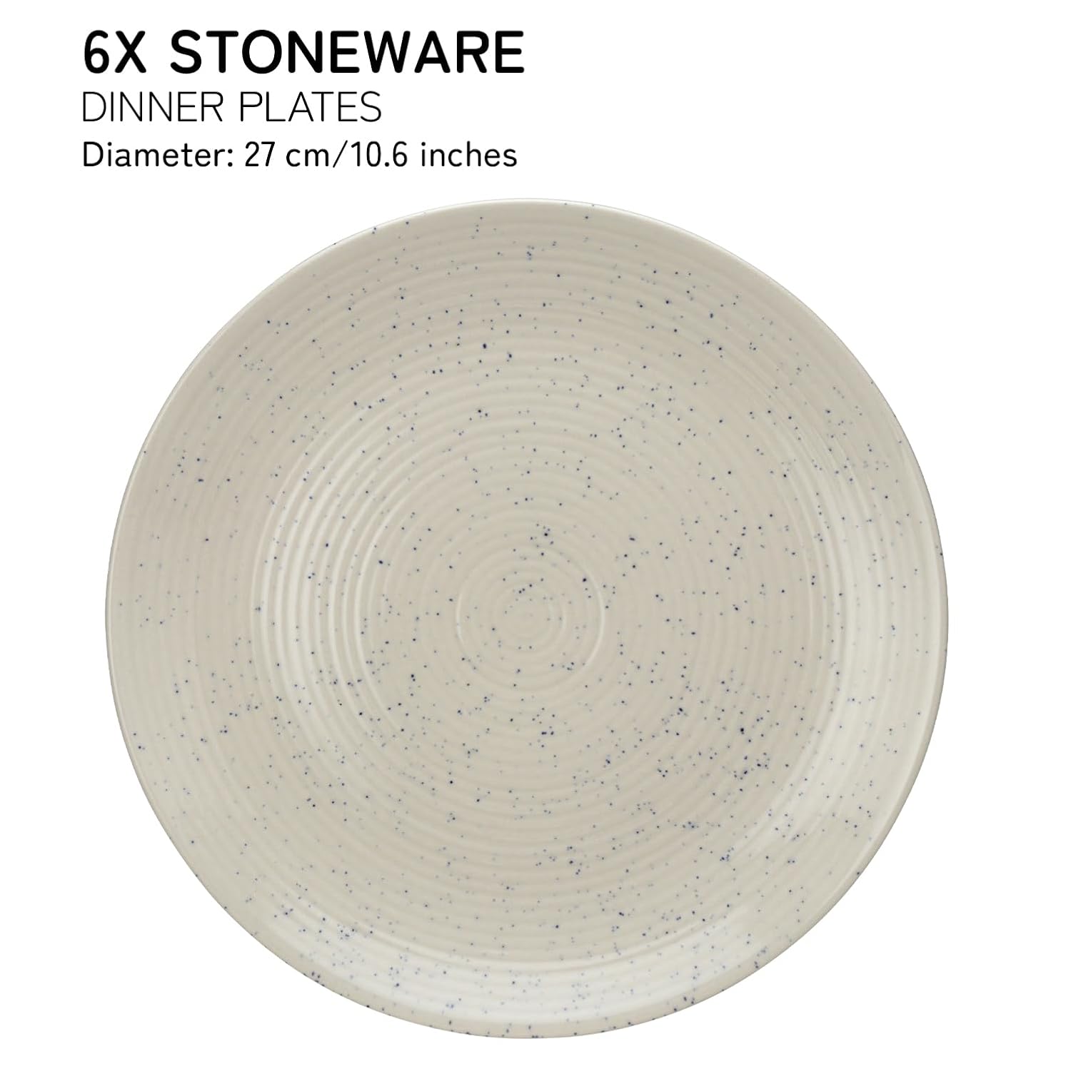 Ceramic Handmade Serving Dinner Plates Set Of 6 - 10 Inch, Ivory White | Stoneware - Dinnerware Set | Scratch Resistant, Microwave & Dishwasher Safe