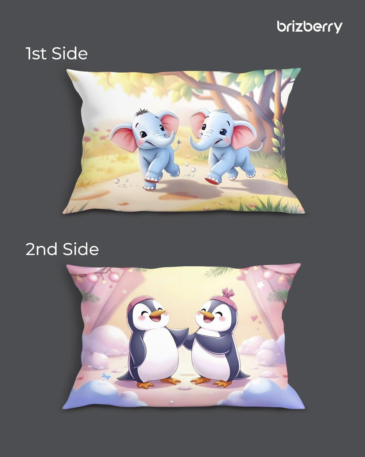 Baby Kids Pillow Cushion, Super Soft Fabric, Animal & Cartoon Prints - 12x18 Inches | For 3 Years To 8 Years, Dual Sided Design, Durable & Easy Care | Multi-Purpose, Made In India - Design 22
