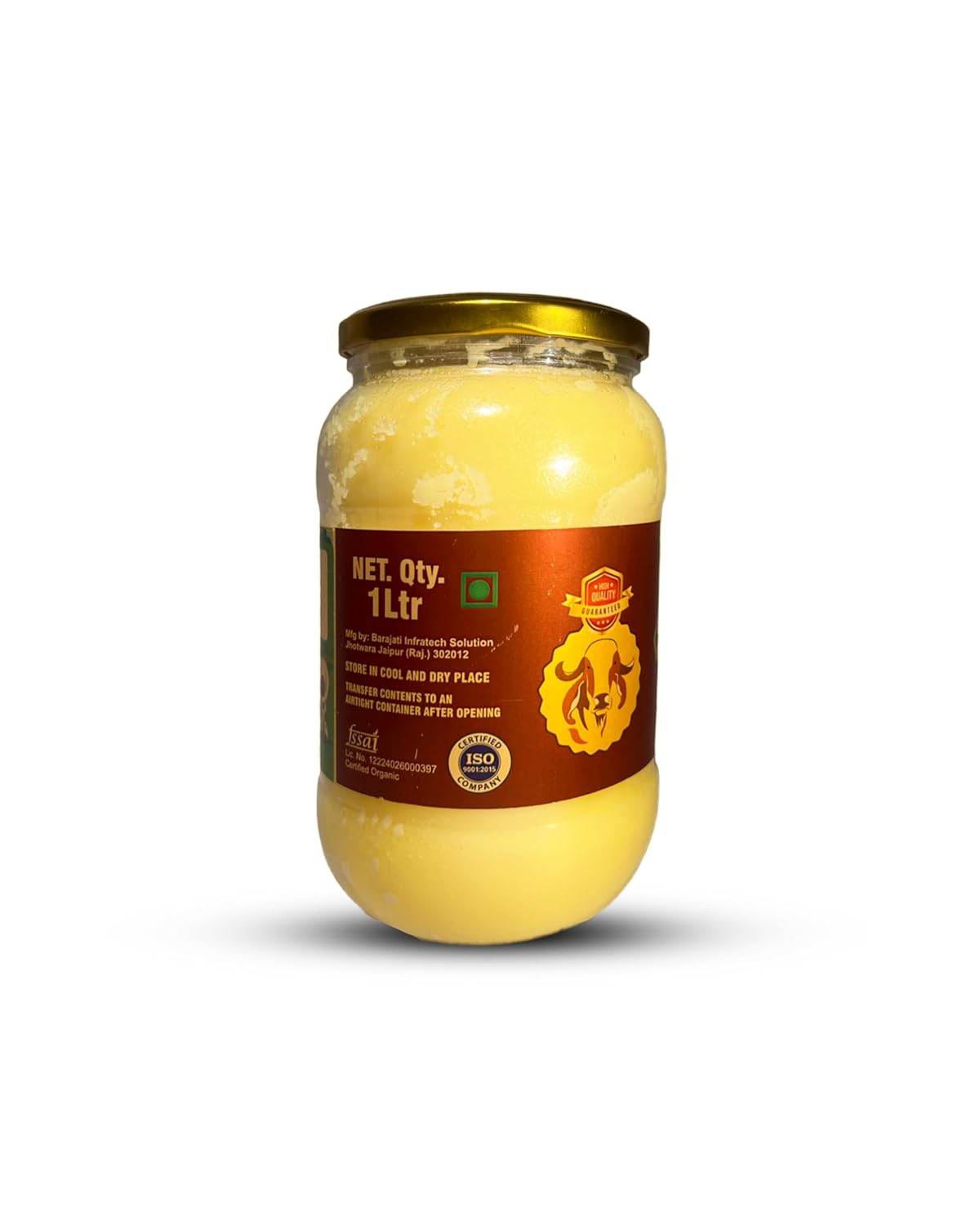 100% Natural Desi Cow Ghee By Arjun Samppan Organic | Traditional Bilona Method Natural Rich Flavor And Aroma Healthy Desi Ghee For Sweets | (1 Litre) 33.8 Ounce | Jar Pack