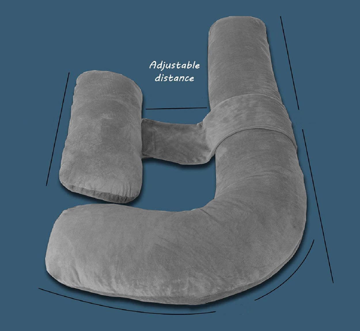 Pregnancy Pillow, Maternity Body Pillow For Sleeping, H Shaped Pillow, Grey - 55 Inch | Full Body Pillow, Pregnancy Pillow For Pregnant Women, Support Belly & Back, Removable Velvet Cover