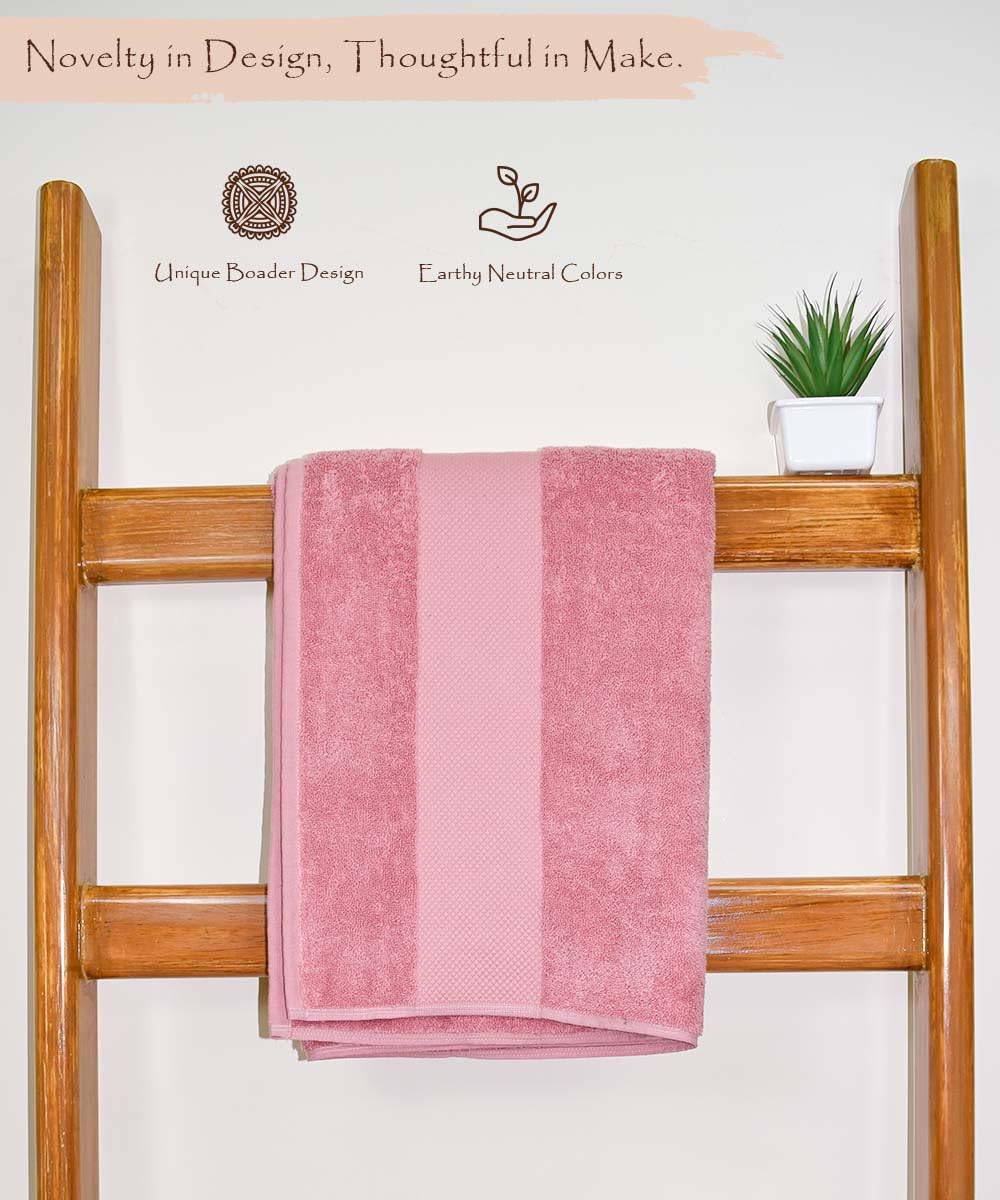 Rangoli Soft Absorbent Durable Towels Earthly Egyption Cotton Plush Oversized Large Size Bath Towel 1200 Gsm (Peach)- Pack Of 2