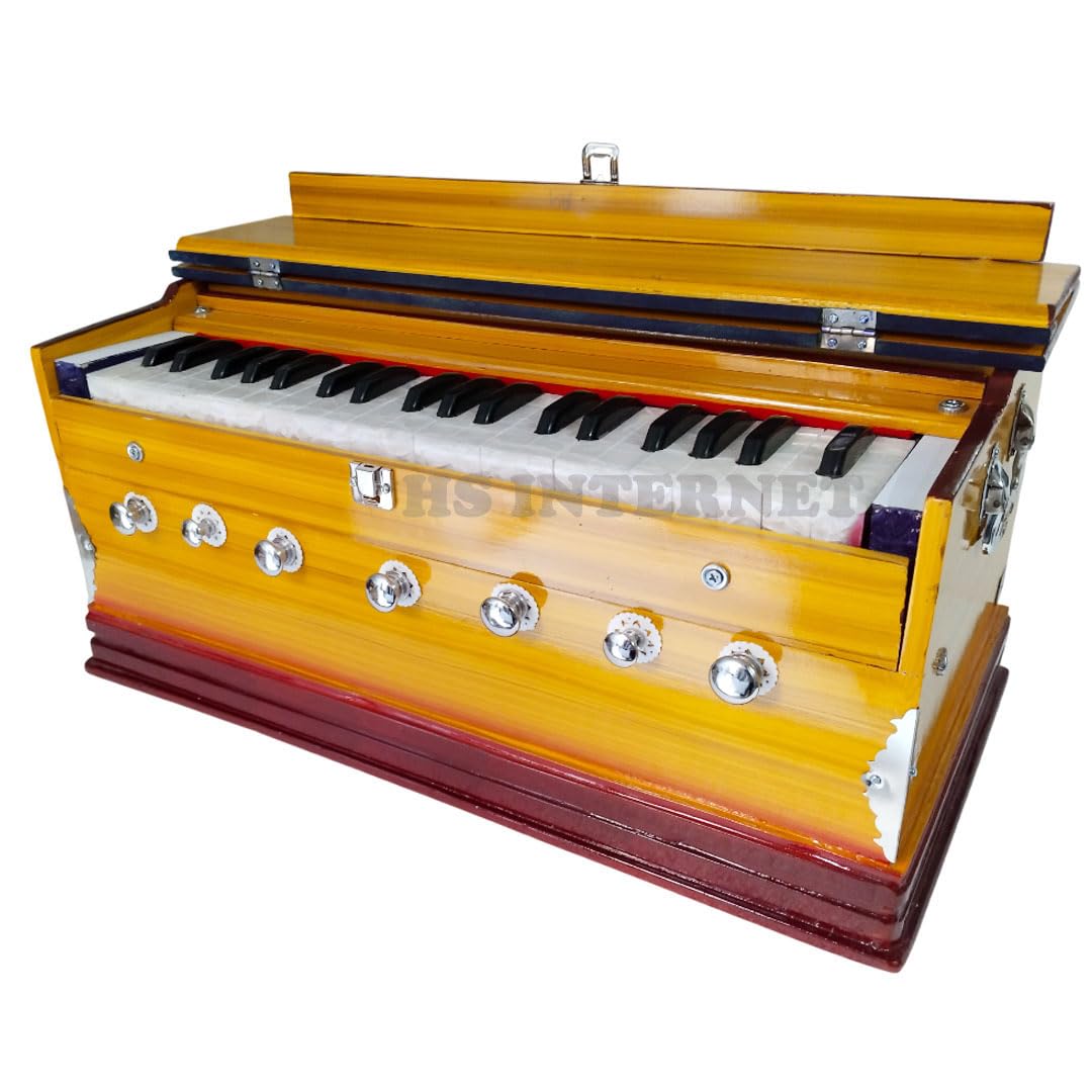 Musical Instrument Harmonium - 7 Stoppers, 39 Smooth Conditioned Keys, 3.25 Octave, Double Bellow, Two Reeds (Base- Male) | Compact & Portable Design