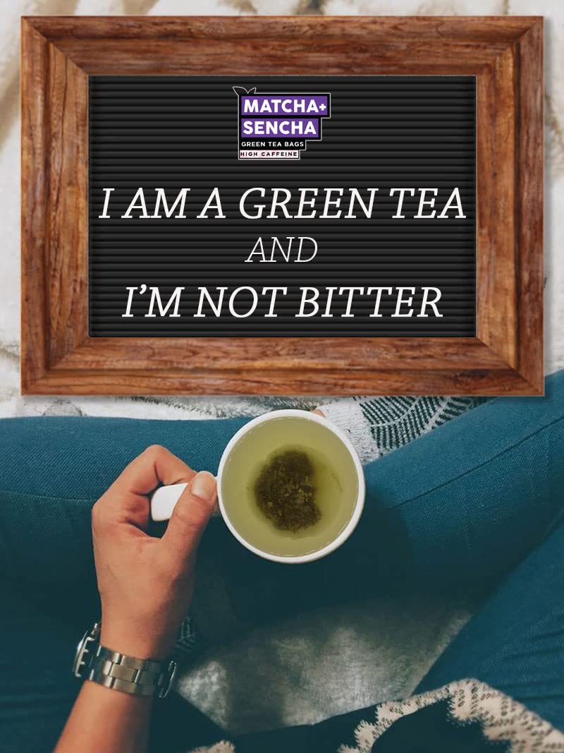 The Tea Trove Japanese Matcha + Sencha Green Tea Bags - 40 Unwrapped Tea Bags | Boosts Metabolism, Rich In Antioxidants - High Caffeine Green Tea Bag In Resealable Pouch