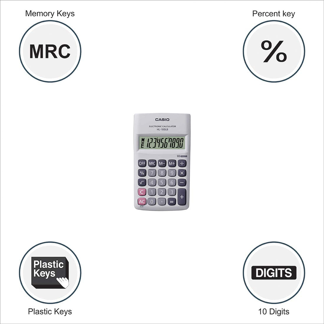 Casio HL-100LB Portable Calculator, 10 Digit & Casio HL-815L Portable Calculator | Pocket Size Calculator - For Any Warranty
