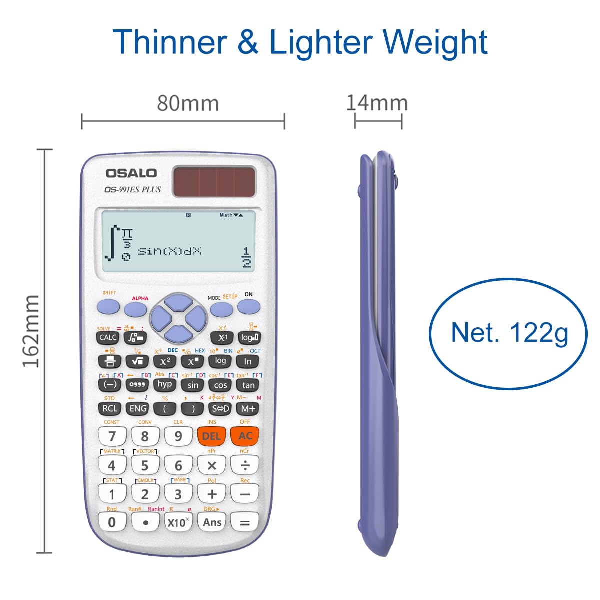 Osalo Scientific Calculator Written Display Solar Powered Ultra - Light Engineering Calculator For School University OS-991ES Plus