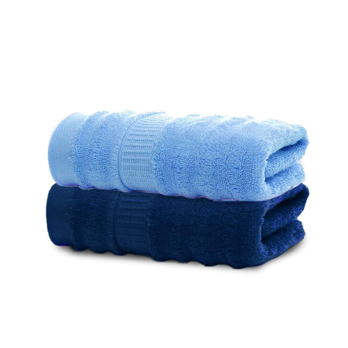 Mush Ultra Soft & Super Absorbent 600 Gsm | Bamboo Bath Towel (Sky Blue & Navy Blue) - Pack Of 2