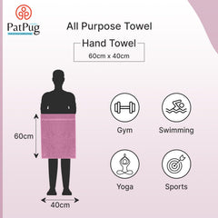 Patpug 100% Indian Ultra Soft Cotton Hand Towel 400 Gsm | For Gym, Workout, Yoga, Wash Basin (Mahogany) - 2 Piece