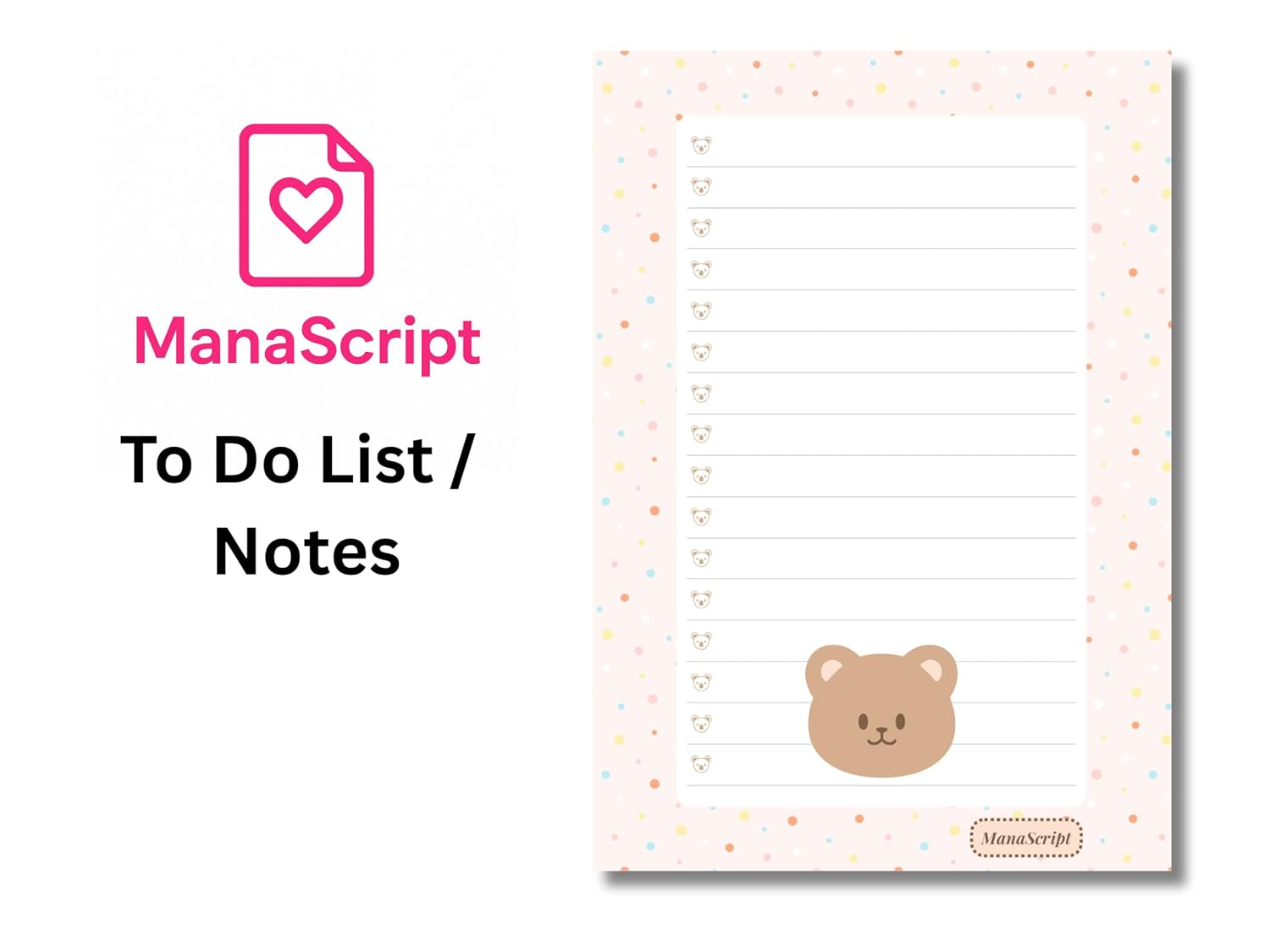 A5 Notes/To Do List Notepad, Beautiful Daily Checklist Pad, 50 Tear-Off Sheets (Bear) Pack Of 1