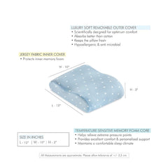 Memory Foam Pillow, Mini Contour Travel Pillow With Cover, Blue - 12 X 10 Inch | Special Ergonomic Design, Comfortable, Neck & Shoulder Support - Pack Of 1