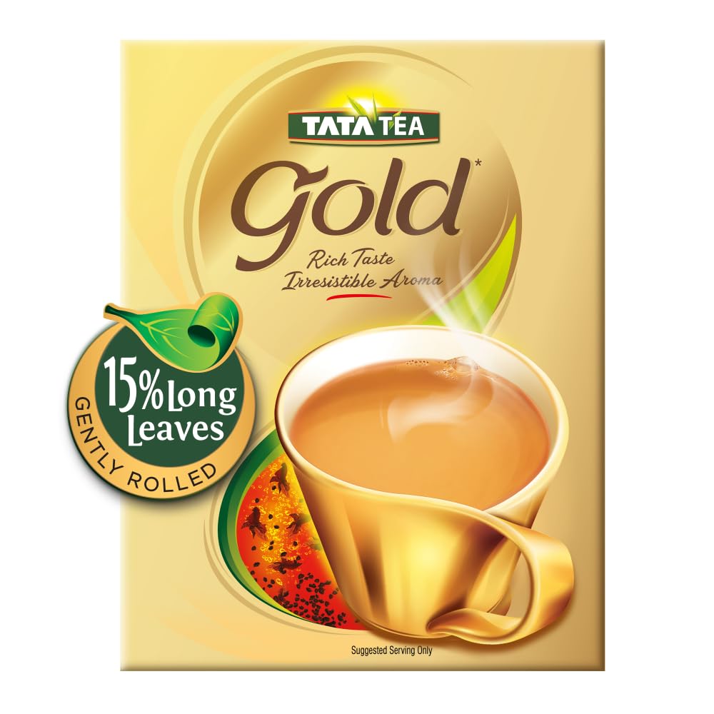 Tata Tea Gold Premium Assam Masala Tea - 500gm, 17.6 Ounce | Gently Rolled Aromatic Long Loose Leaves - Rich & Aromatic Chai Black Tea | Medium Caffeine Chai Patti