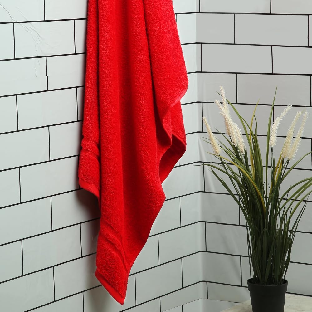 Welspun 100% Cotton Quick Dry Bath Towel 400 Gsm | High Absorbency Super Soft, Fast Drying Bath Towels (Red)