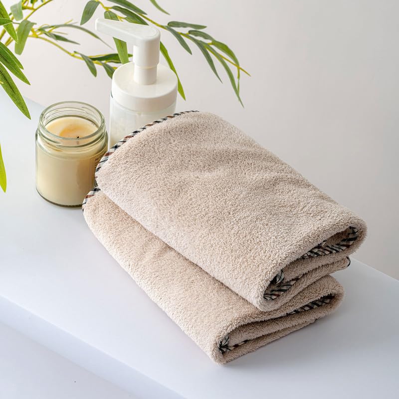 Spread Spain Microfiber Hand Towel 360 Gsm | Hand Towel For Gym & Workout Towels | Super Soft & Highly Absorbent | Set of 2 (Beige)