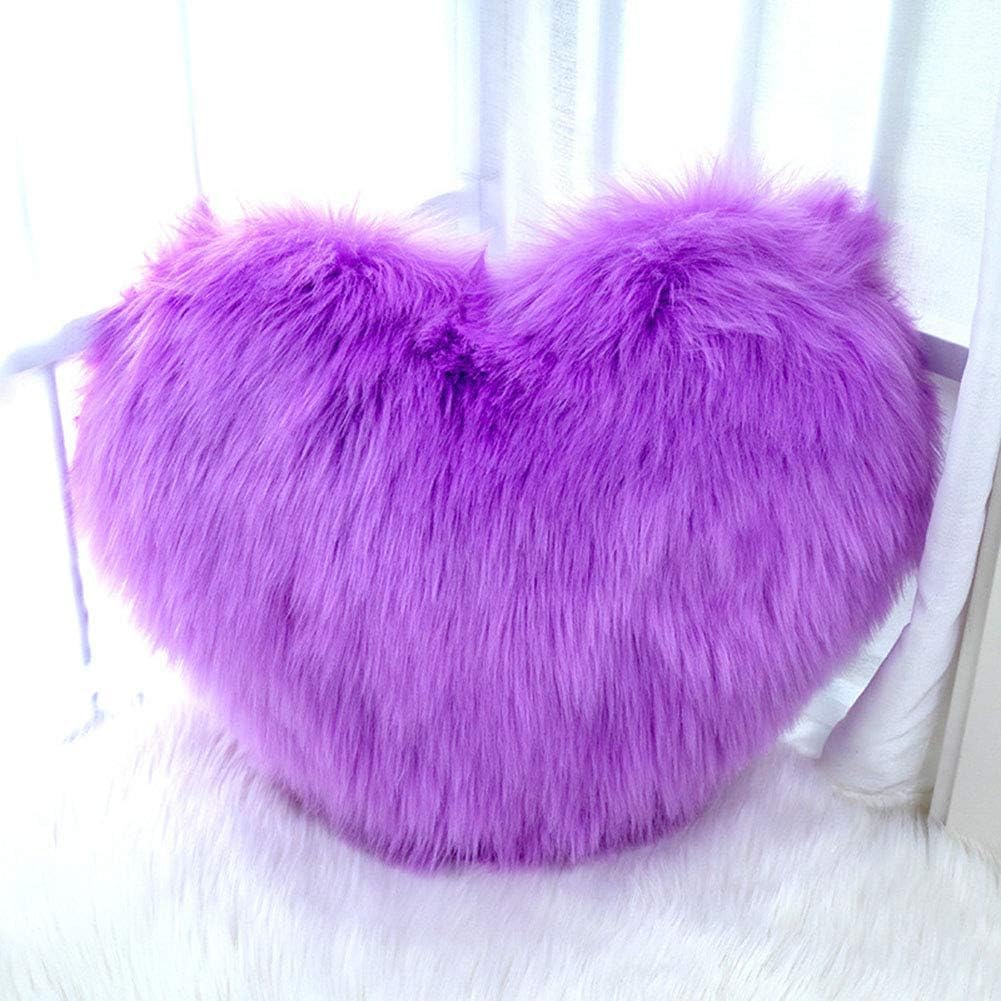 Luxury Soft Fur Love Heart Shape Cushion Pillow, For Valentine's Day, Purple | For Couple, Sofa, Car, Decoration, Furniture Cushion, Washable, Super Soft Pillow, Decoration Purpose