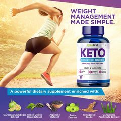 Nutrafirst Keto Advanced Tablets For Men & Women With Garcinia Cambogia & Green Coffee Extract, Gluten - Free, Loss For Weight Management, Energy Boost | 60 Tablets 100gm 0.2lbs