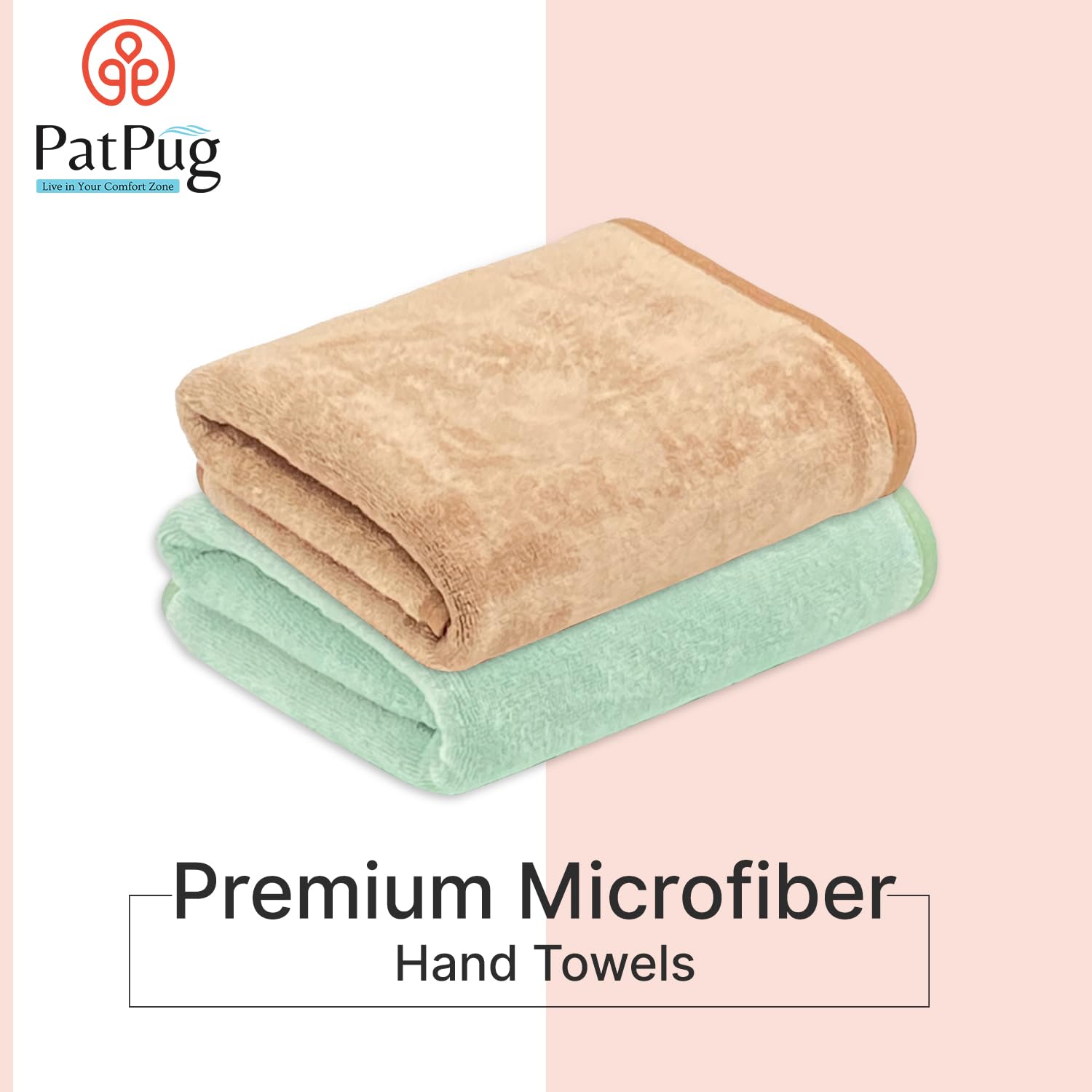 Patpug Ultra Soft Microfiber Hand Towel 600 | Comfortable, Fade Resistant, Highly Absorbent, Quick Drying Towel (Brown & Light Green) - 4 Piece
