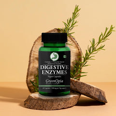 Greenopia Naturals Digestive Enzymes, Vegan Capsules, 500mg Per Capsule With Carbohydrates, And Fibre | 60 Capsules, 100gm 0.2lbs