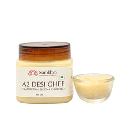 Premium Organic A2 Desi Ghee By Samkhya | Good Source Of Vitamins & Minerals Healthy Desi Cow Ghee For Sweets | (1 Litr) 33.8 Ounce | Jar Pack
