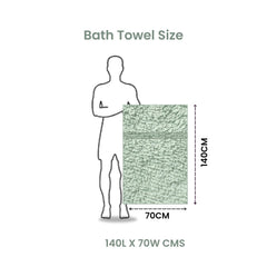 Akiko Home 100% Cotton Trident Series Bath Towels | Premium, Soft, Absorbent, Quick Dry & Durable, Large Size Towel For Men & Women 400 Gsm, Pack Of 2 (Green)