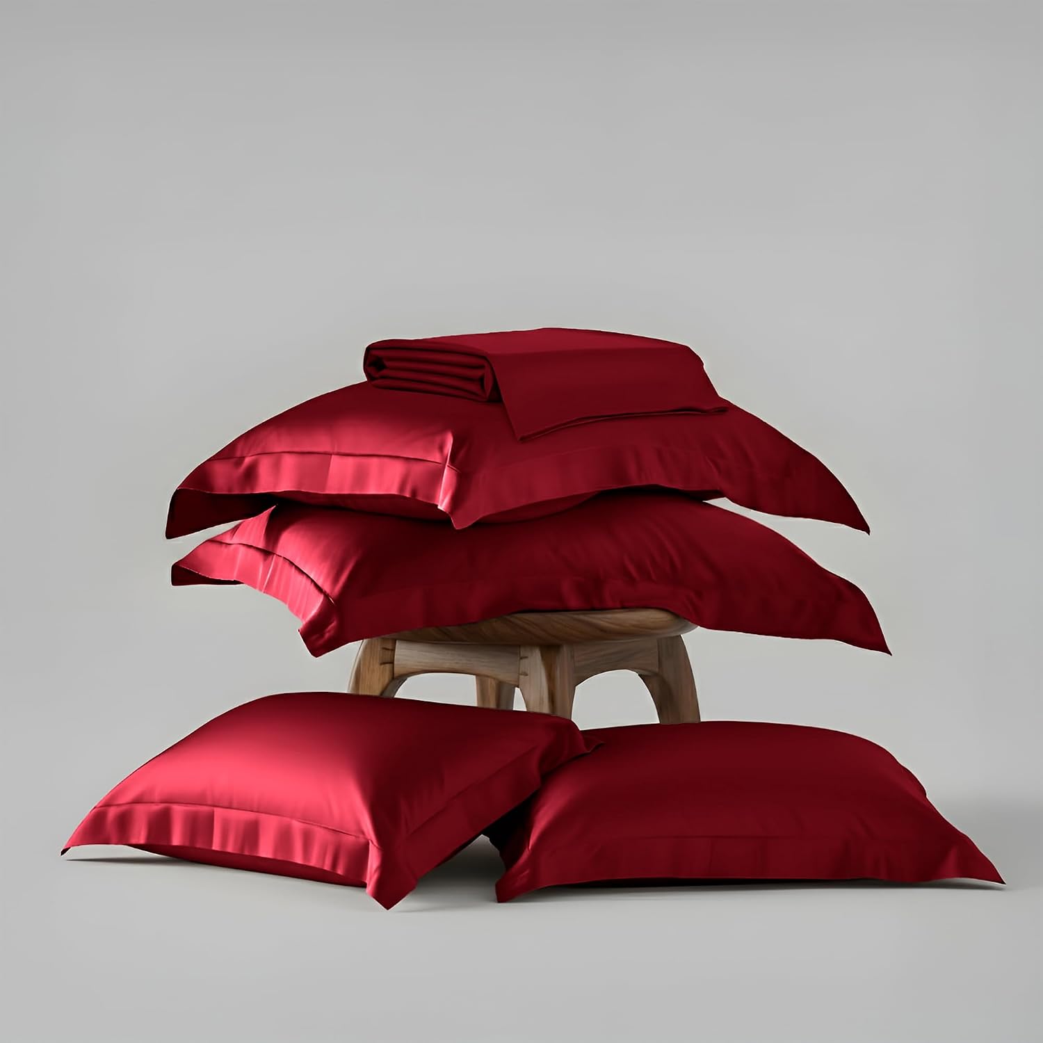 Bedding Set 1 Bedsheet King Size With 4 Pillow Cover - 108 X 108 Inches, Flirty Red | Wedding, Bedroom, Date Night Collection | 300 Thread Count