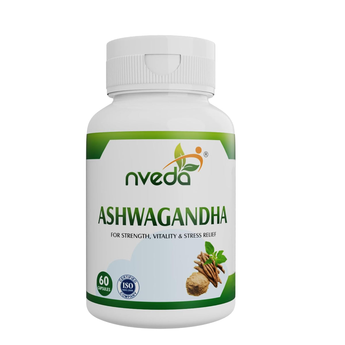 Nveda Ashwagandha Tablet, Anxiety & Stress, Ashwagandha For Men & Women, Boosts Vitality, Improves Strength & Energy, Anxiety & Stress Free | 60 Capsules 100gm 0.2lbs