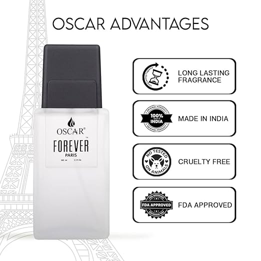 Oscar Forever Paris Black | Long Lasting Perfume For Men | Woody Aromatic Fragrance| Notes Of Amber, White Musk | 100ml 3.4 Fl.oz. | Original Forever Paris Perfume