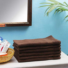 Fresh From Loom Luxury Fur Collection Hand Towel 500 Gsm Napkins Cotton High Absorbency Double Stitched Size (Brown) - Set Of 6
