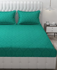 144 TC Rotary Printed King Size Bedsheet With 2 Pillow Covers - 90 X 95 Inches | Sea Green, Damas Design Bedsheet | Machine Washable & Wrinkle Resistant