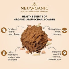 Neuwganic Organic Arjun Chaal Powder, India Organic & Usda Organic Certified, Promotes Good Cholesterol, Arjun Powder | 650gm 1.4lbs