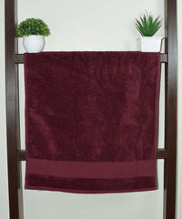 Rangoli Soft Absorbent Durable Towels Earthly Egyption Cotton Plush Oversized Small Size Bath Towel 600 Gsm (Maroon)- Pack Of 2