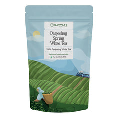 Navvayd Darjeeling Spring White Tea - 50gm, 1.7 Ounce, 25cups | 100% Darjeeling White Tea - Long & Whole Leaves | Low Caffeine, Gluten Free, Vegan