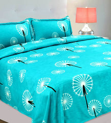 Super King Size Bedsheets With 2 Large Pillow Covers - 108 X 108 Inches, Aqua & Black | Luxury Soft Brushed Glace Cotton - Long Lasting & Wrinkle Free | 3 Pcs Set
