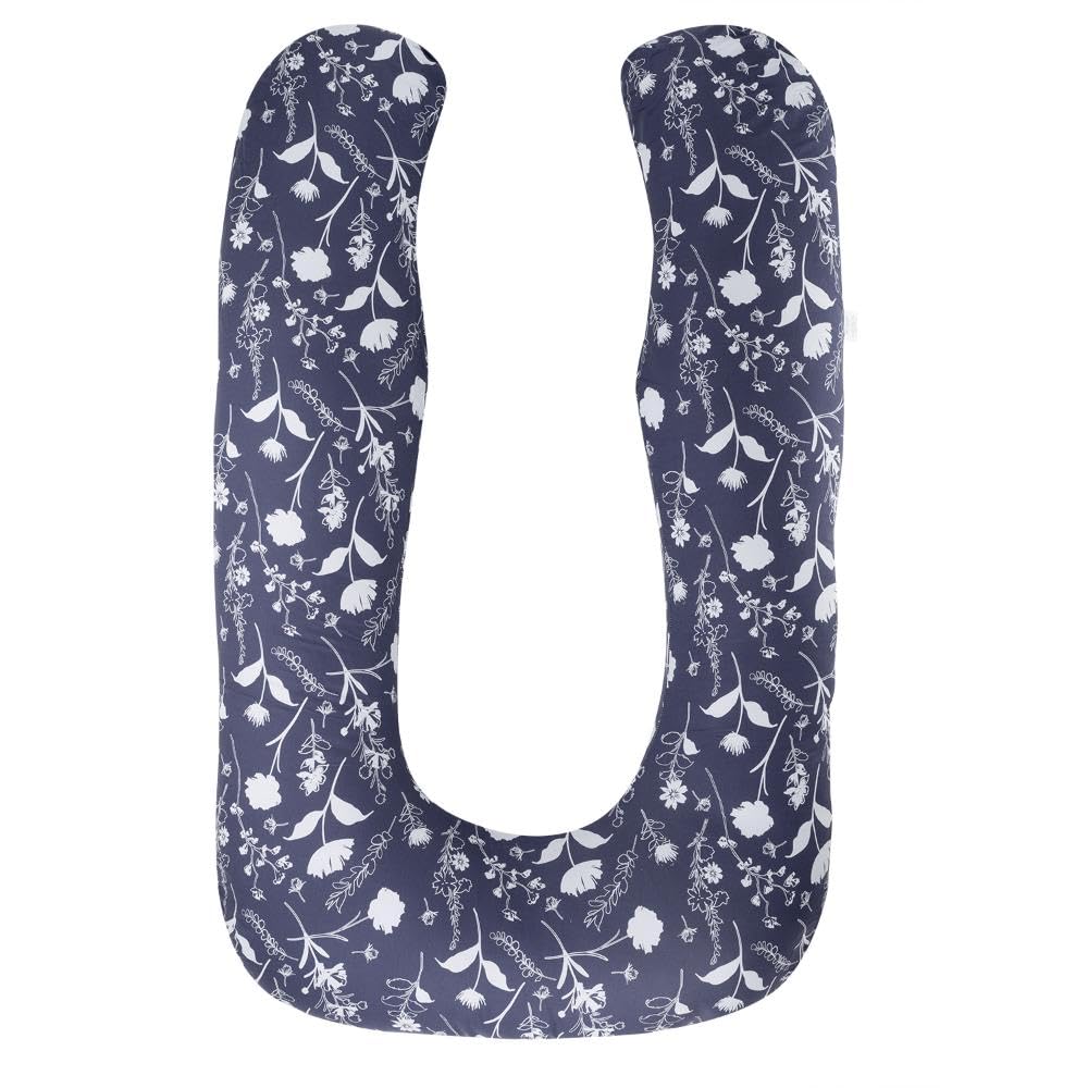 Pregnancy Pillow, J Shaped Pillow, Maternity Pillow For Sleeping - Dark Blue | 100% Cotton Pillow For Pregnant Mothers | With Breathable & No Heat Fabric | Full-Body Support For Better Sleep