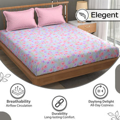 Printed King Size Bedsheet With 2 Pillow Cover - 108 X 108 Inches, Multicolor | Double Bed Breathable & Wrinkle Free | All-Season Comfort Bedsheet