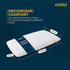 Advance Gel Blended Memory Foam Pillow, For Pain Relief - 24 X 16 X 2 Inch | Cushions Neck & Shoulder Pain Relief | Orthopedic Thin Pillow For Back Side & Stomach Sleepers - Pack Of 1