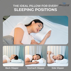 Memory Foam Cervical Pillow, Orthopedic Pillow, Standard Size - 19 X 11 Inch | White Pillow, Neck Support Pillow For Sleeping, Neck & Shoulder Pain | Removable Zipper Cover - Pack Of 1