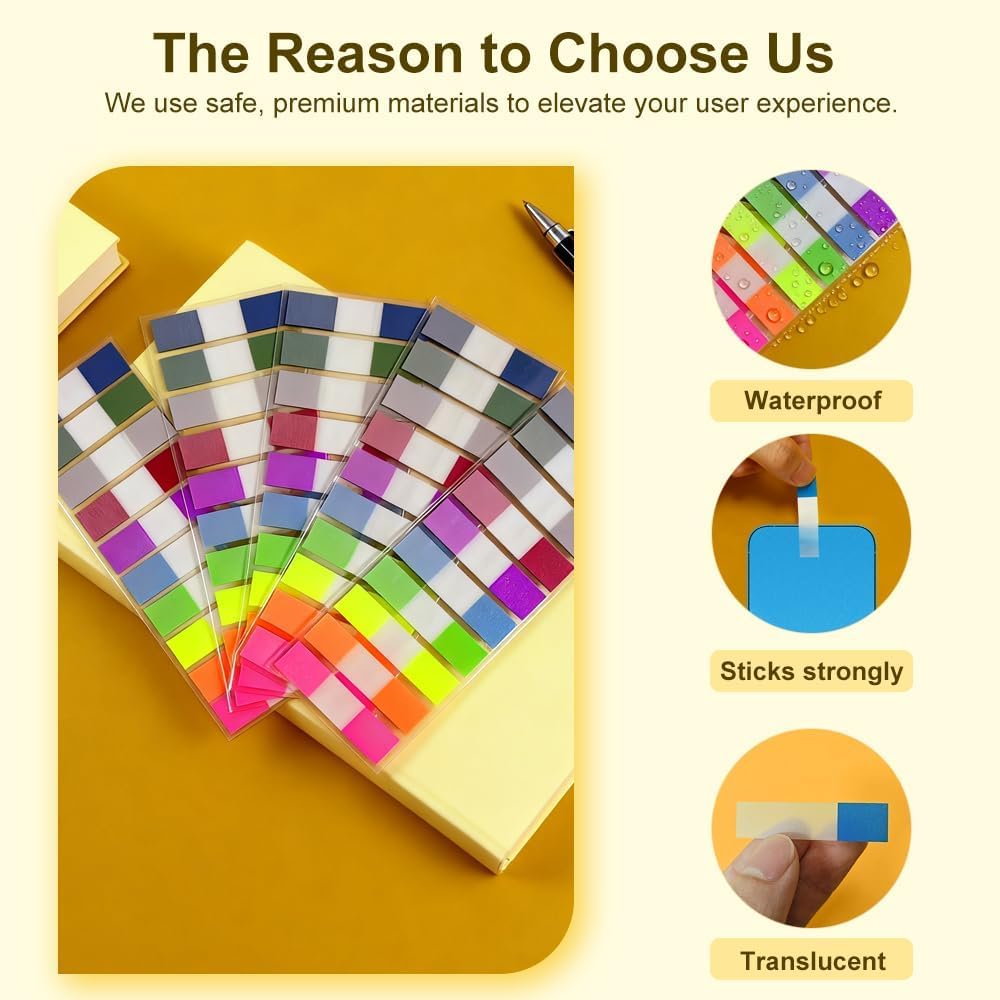 200 Sheets Premium Transparent Index Tabs & Arrow Sticky Notes Set, Memo Pads - Multicolor