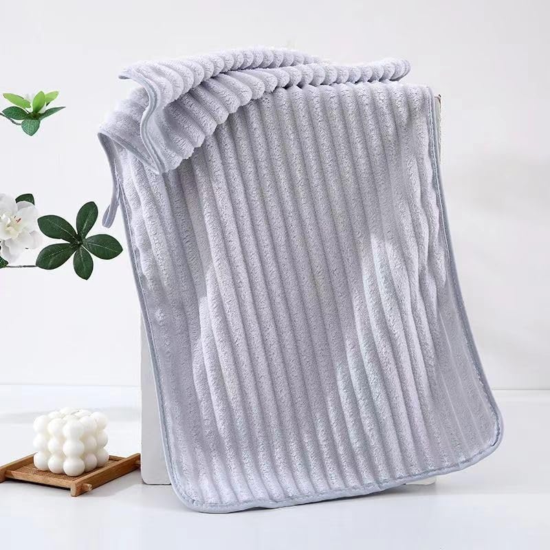 HomeCloud Korean Bath & Face Towel 400 Gsm | Plush Soft & Luxury Towel Set With Hanging Loop | 3x Softer Than Cotton Towels | Set Of 2 (Grey)