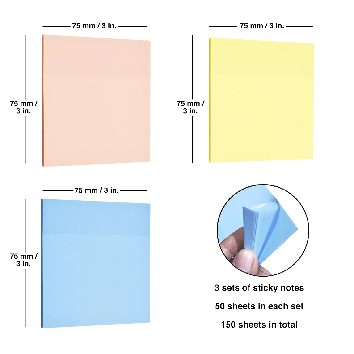 Transparent Sticky Notes Self Adhesive Memo Pad Bookmark Point Yellow, Pink, Blue - 150 Sheets